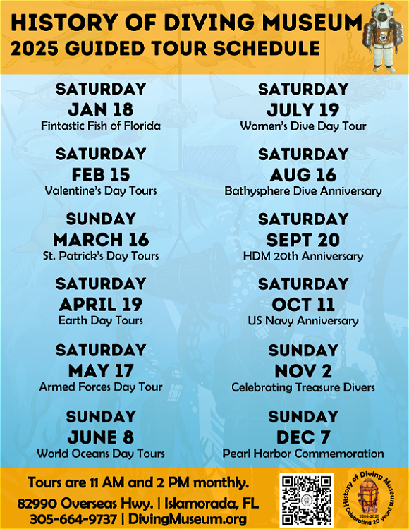 History of Diving Museum 2025 Guided Tour schedule