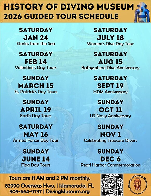 History of Diving Museum 2026 Guided Tour schedule