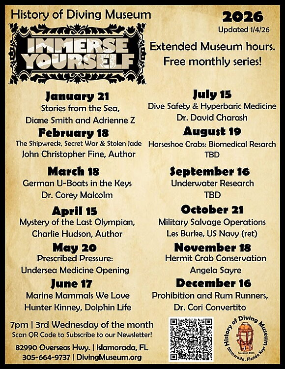 History of Diving Museum 2026 schedule