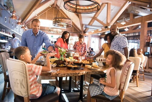 Millennium Falcon showing inside of a landing bay setting at Disney World