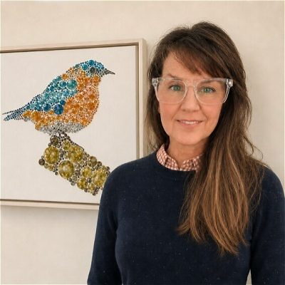Nichole LaFond with her artwork