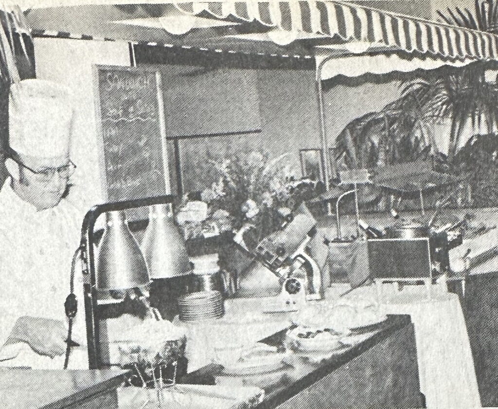 Archival photograph of the restaurant at the former Newport Hilton