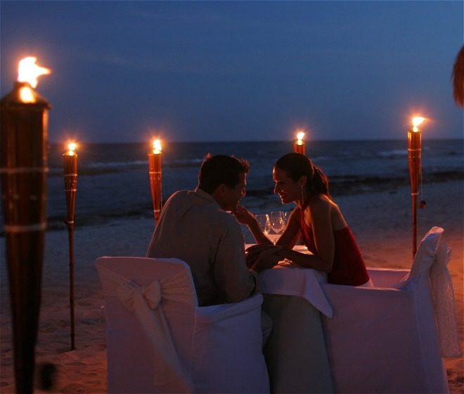 Romantic outdoor beach setting