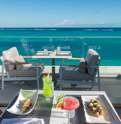 Fine dining and cocktails looking over Turks & Caicos Islands