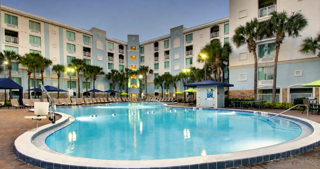 Hotel pool with Tiki Bar