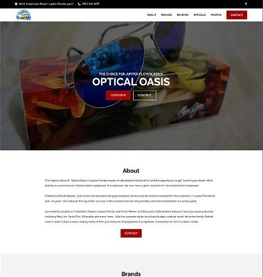 screenshot representing the Optical Oasis website in wide view