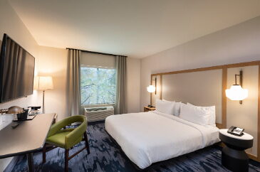 Hotel room with large king bed