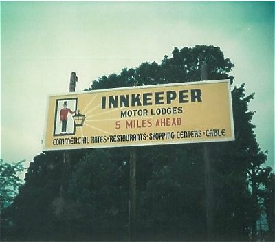 Vintage photo of billboard for Innkeeper Motor Lodges