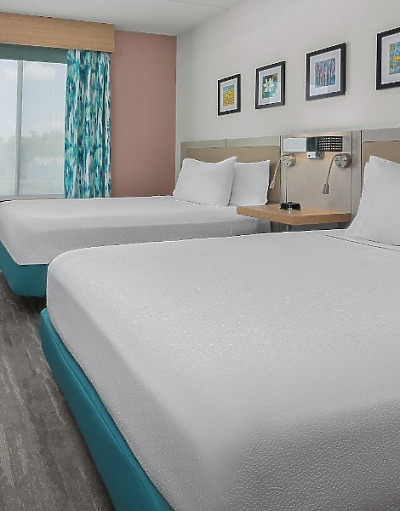 Hotel room with two queen beds